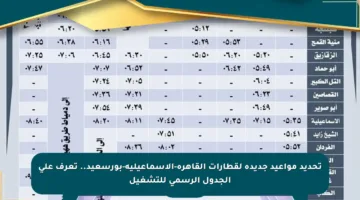 تحديد مواعيد جديدة لقطارات القاهرة-الإسماعيلية-بورسعيد.. تعرف على الجدول الرسمي للتشغيل